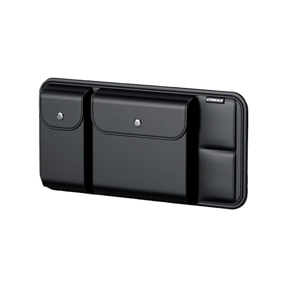 Deeceymbur Car Sunshade Storage Bag, Sunglass for Car, Multifunctional Car Glasses Card Storage Bag, Quality Leather, for Sunglasses and Car Sunshade Black