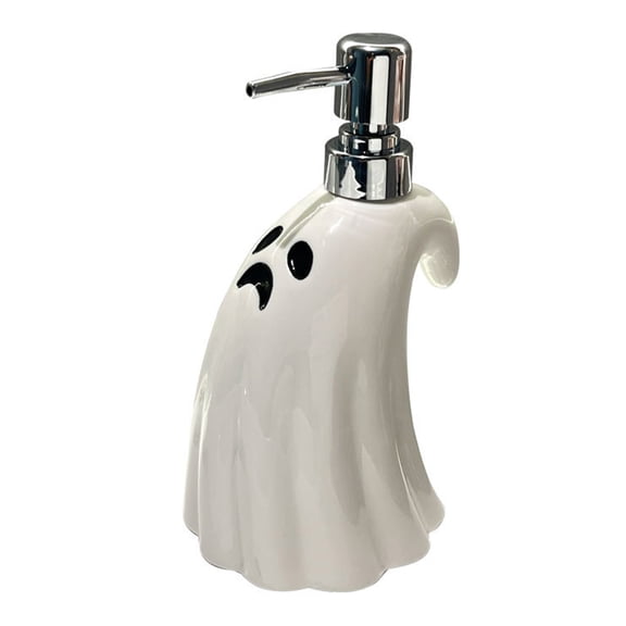 Deeceymbur Ceramic Ghost Soap Dispenser White 400ml Halloween Ghost Plan Bathroom Bottle Ceramic Lotion Pump Dispenser Functional Decor