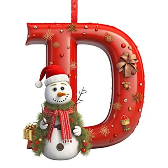 Deeceymbur Christmas Alphabet Acrylic Ornaments Set of 26 Letters for Tree Decoration Personalized Hanging Pendant Santa Hat Design