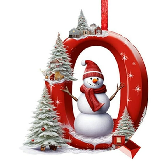 Deeceymbur Christmas Alphabet Acrylic Ornaments Set of 26 Letters for Tree Decoration Personalized Hanging Pendant Santa Hat Design