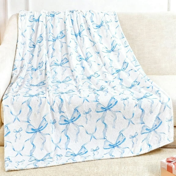 Deeceymbur Christmas Bow Print Throw Blanket Soft Fuzzy Sofa Couch Decor Holiday Gift 39.3x29.5in