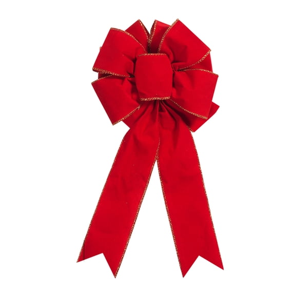 Deeceymbur Christmas Bow Red Polyester Pre Tied Wreath Bow for Christmas Tree Garland Outdoor Door Decoration Swag Wreath Holiday Decor