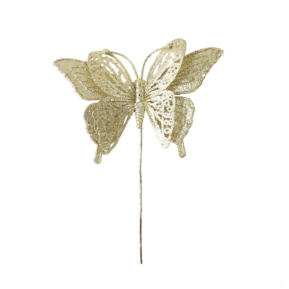 Deeceymbur Christmas Butterfly Clips Branch Decoration with Sequins Glitter for Tree Wreath Floral Arrangement Holiday Party Decor