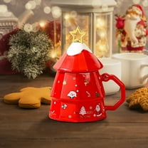 Deeceymbur Christmas Ceramic Mug with Festive Design Large Capacity Cup for Coffee Tea Hot Chocolate 4.9x2.8in