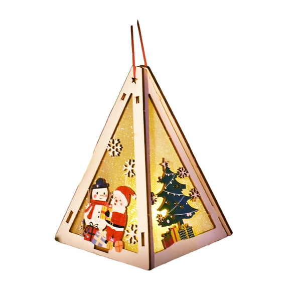 Deeceymbur Christmas Cottage Handmade Wooden House Decoration with LED Lights for Tree Display Holiday Family Activity