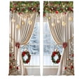 thumbnail image 1 of Deeceymbur Christmas Curtain Rod Through Champagne Ball Wreath Print Outdoor Polyester Decorative Window, 1 of 5