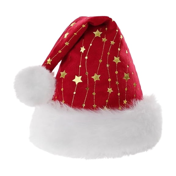 Deeceymbur Christmas Decorative Hat Gold Foil Plush Non Woven Festive Cap Holiday Party Accessory