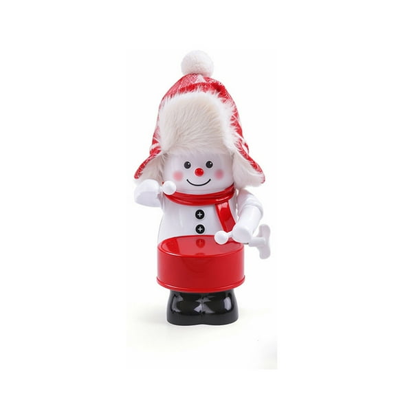 Deeceymbur Christmas Drumming Snowman Ornament with Shaking Head Action Battery Free Mechanical Toy for Festive Home Decoration