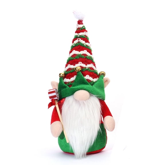 Deeceymbur Christmas Elf Doll with Stripe Bells Hat Faceless Figurine Holiday Decoration for Home Tabletop Shelf Decor