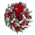thumbnail image 1 of Deeceymbur Christmas Flocked Wreath Luxurious Decoration Christmas Flower Display for Christmas Decoration Christmas Wreath Red-A, 1 of 6