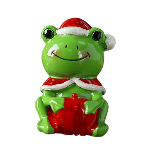 Deeceymbur Christmas Frogs Figurine Festive with Santa Hat Cape Ornament Cute Resin Ornament 1.97x1.57 In