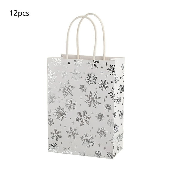Deeceymbur Christmas Gift Bags Snowflake Tote Bags Set of 12 for Holiday Party Candy Packaging