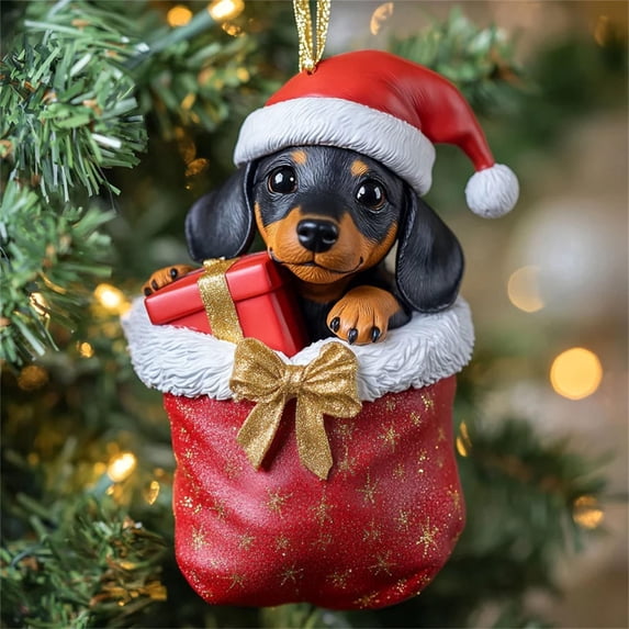 Deeceymbur Christmas Gift Dog Acrylic Ornament Pet Themed Decoration Holiday Trees Accent Festive Design