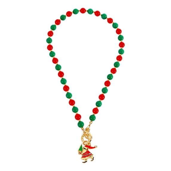 Deeceymbur Christmas Pearl Necklace Snowflake Christmas Tree Pendant for Holiday Gift Personalized Collarbone Chain Jewelry