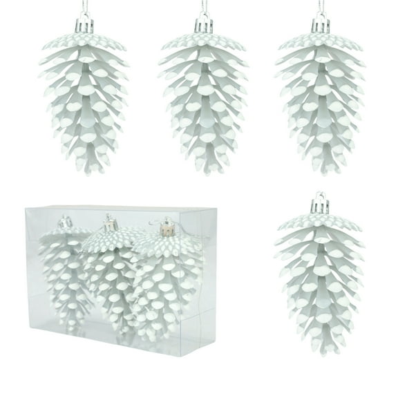 Deeceymbur Christmas Pinecone Ornaments Plastic Hanging Decorations for Tree Home Decor Set of Three Pieces Holiday Festive Accents