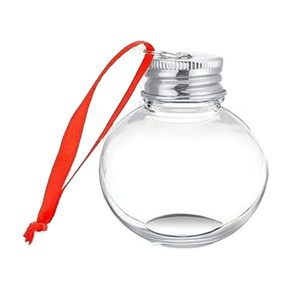 Deeceymbur Christmas Plastic Ball Bottle Ornament with Secure Lid for Tree Decoration Beverage Storage Refillable Holiday Gift Idea