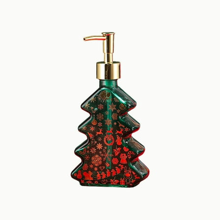 Deeceymbur Christmas Soap Dispenser Glass Bottle Tree Design for Bathroom Kitchen Holiday Decor