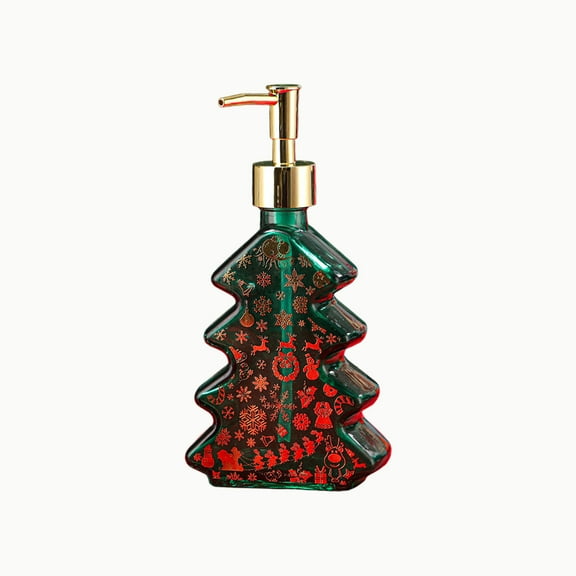 Deeceymbur Christmas Soap Dispenser Glass Bottle Tree Design for Bathroom Kitchen Holiday Decor