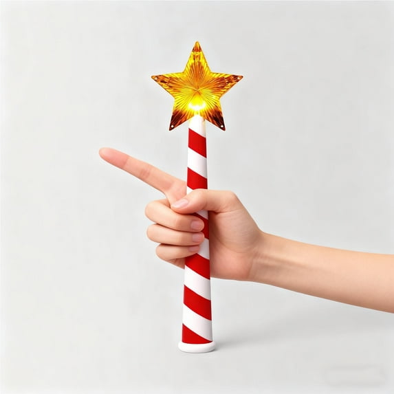 Deeceymbur Christmas Star Light-Up Wand Decoration LED Glitter Wand for Holiday Tree Home Party Decor