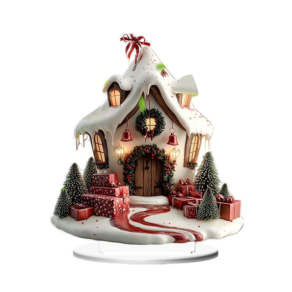 Deeceymbur Christmas Tree Acrylic Stand Up Decoration Gift Reindeer Design for Tabletop Display Home Office Festive Ornament