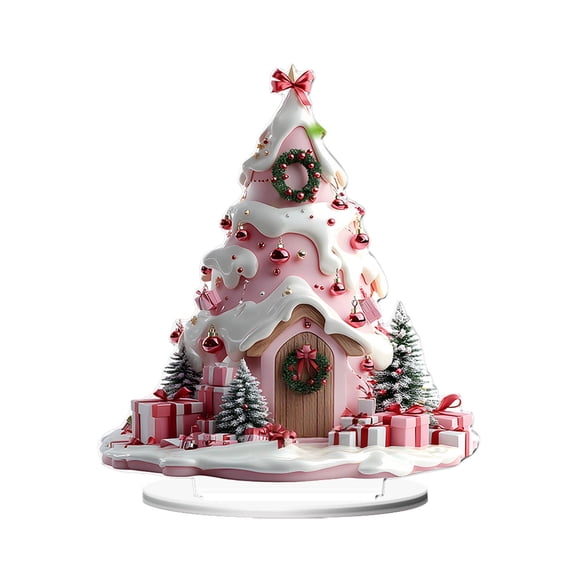 Deeceymbur Christmas Tree Acrylic Stand Up Decoration Gift Reindeer Design for Tabletop Display Home Office Festive Ornament