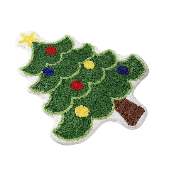Deeceymbur Christmas Tree Bathroom Rug Set Green Absorbent Washable Floor Mat Soft Thick Carpet for Living Room Shower Bathtub Festive Decor