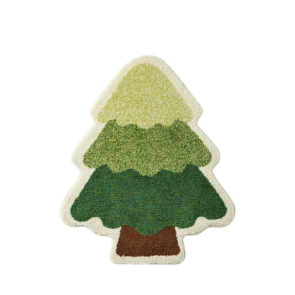 Deeceymbur Christmas Tree Decoration Carpet 15.7x23.6x0.39in Non-slip Floor Mat Absorbent Bathroom Living Room Foot Mat Festive Xmas Decor