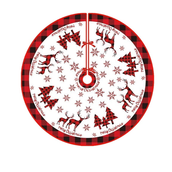 Deeceymbur Christmas Tree Skirt Drawstring for Holiday Decoration Under Tree Festive Floor Protection Multicolor Design Easy Setup