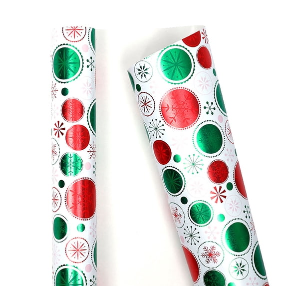 Deeceymbur Christmas Wrapping Paper Red Green Metallic Large Roll for Gift Wrapping Holiday Parties Recyclable Thick Paper