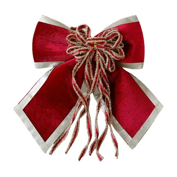 Deeceymbur Christmas Wreath Bow Pre Tied Red Wine Orange Polyester Decor for Tree Garland Door Outdoor Indoor Fall Winter Holiday Decoration