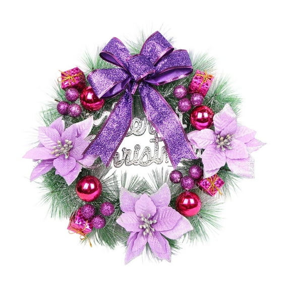 Deeceymbur Christmas Wreath Door Hanging Wall Decor Rattan Wreath with Imitation Bow Red Berries for Indoor Outdoor Festive Holiday Decoration Easy to Hang Multi Color