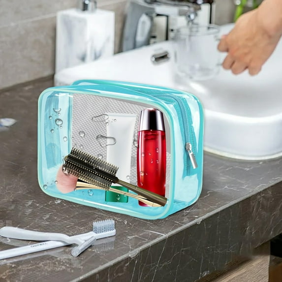 Deeceymbur Clear Makeup Bag for Women Pvc Travel Cosmetic Pouches with Zipper Plastic Case for Toiletries