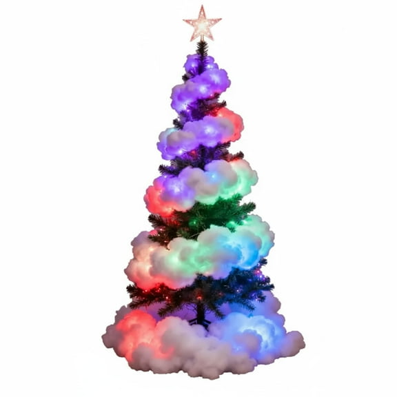 Deeceymbur Cloud Shaped LED Strip RGB Smart Light 5 Meters with Remote Control for Christmas Tree Decoration Home Party Lighting