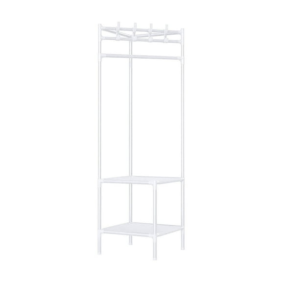 Deeceymbur Coat Rack Freestanding Closet Organizer Hall Tree With 2 Storage Shelves Corner Storage Organizer For Entryway Bedroom