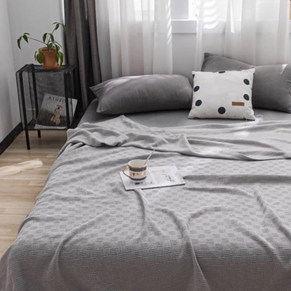 Deeceymbur Cotton Twin Thermal Blanket Lightweight Breathable Bed Throw Comfortable Blanket for All Seasons for Year-Round Use Gray
