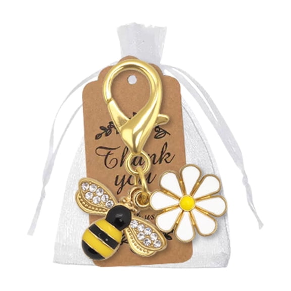 Deeceymbur Cute Bee Diamond Daisy Design Organza Bag Tag Set for Gift Packaging Decoration Labeling