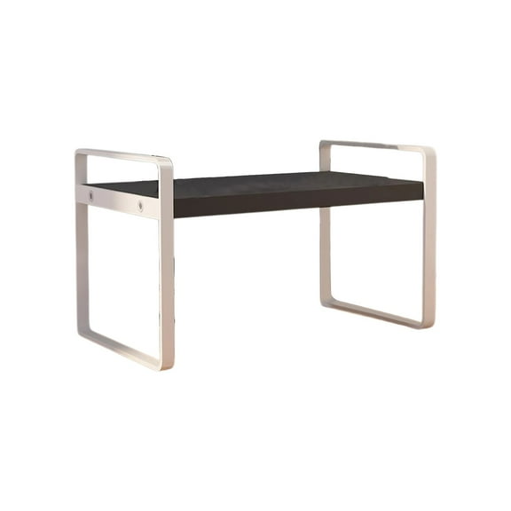 Deeceymbur Desktop Storage Rack Iron Frame Wooden Board Double Layer Shelf Desk Organizer Bookshelf Office Supply Home Storage Solution