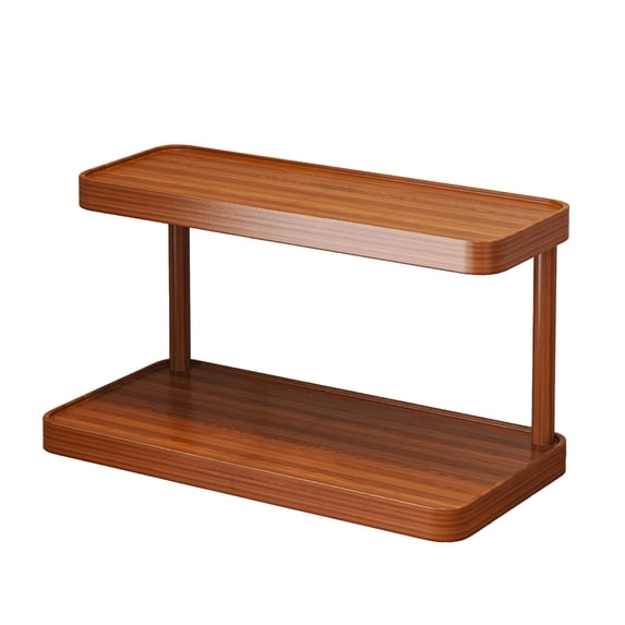 Deeceymbur Desktop Storage Rack Two Layer Mug Holder for Tables Cup Stand Office Desk Organizer Wooden Storage Shelf Organizer