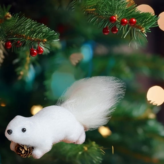 Deeceymbur Detailed Squirrels Ornament for Christmas Tree Hanging Decor Lifelike Mini Figurine Desktop Accent