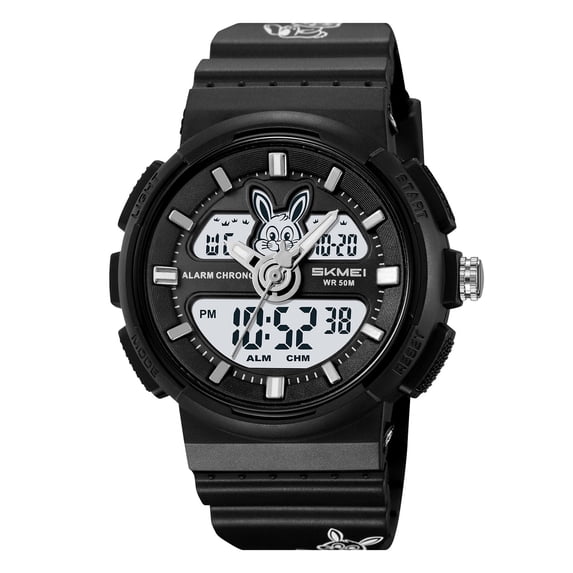 Deeceymbur Digital Watch for Men Led Backlight Water Resistant Alarm Stopwatch Cartoon Rabbit Dial Multifunctional Sport Casual Watch for Men Gift Idea