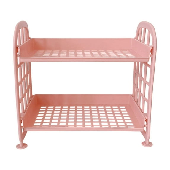 Deeceymbur Double-Layer Folding Storage Rack for Home Desktop Bathroom Shelf Cosmetics and Jewelry Organizer with Foldable Design for Space Saving Storage