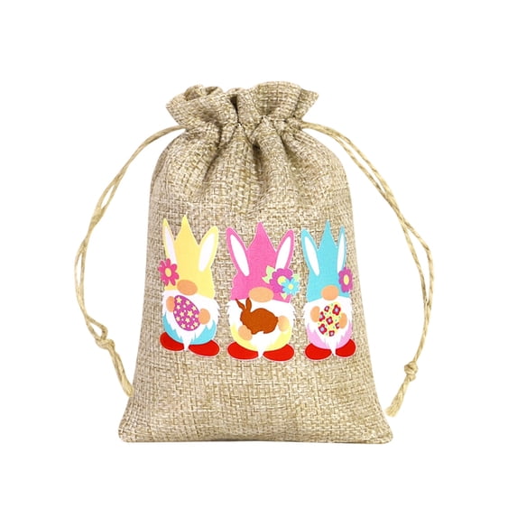 Deeceymbur Easter Bag Drawstring Candy Bag Bunny Design Reusable Cloth Bag for Easter Treats Party Favors Holiday Decorations Gift