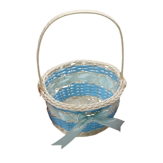 Deeceymbur Easter Basket Woven Decorative Storage with Bow Handle for Easter Party Gift Home Decor and Spring Celebration