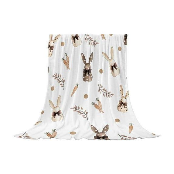 Deeceymbur Easter Blanket Throw Rabbit Pattern Soft Flannel Blanket Couch Sofa Cover Holiday Decoration Warm Bedspread for Home Decor