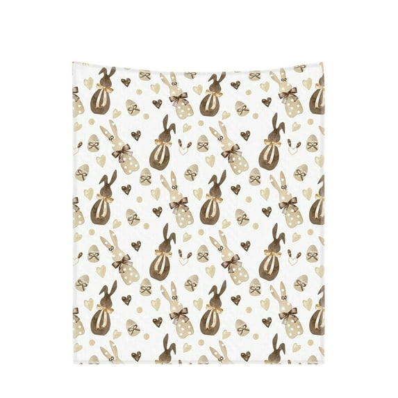 Deeceymbur Easter Blanket Throw Rabbit Pattern Soft Flannel Blanket Couch Sofa Cover Holiday Decoration Warm Bedspread for Home Decor