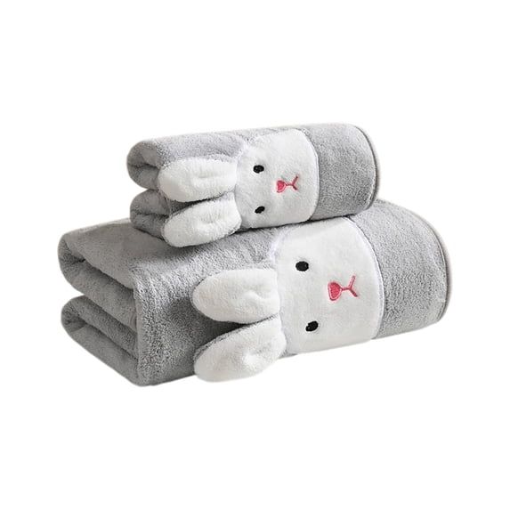 Deeceymbur Easter Bunny Bath Towel Set Soft Absorbent Quick Dry Polyester Towels for Holiday Bathroom Decor and Gift