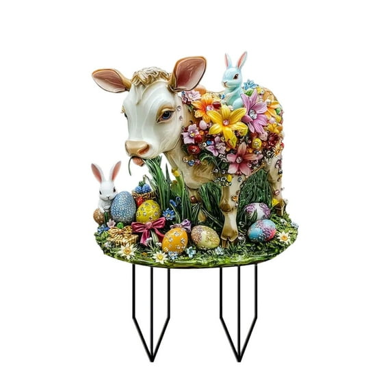 Deeceymbur Easter Garden Stake Rabbit Decoration for Outdoor Yard Spring Home Decor Vintage Style Bunny Ornament for Lawns and Pathways