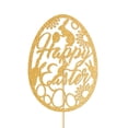 thumbnail image 1 of Deeceymbur Easter Gold Paper Cake Flag Inserts Alphabet Egg Designs for Party Dessert Decorations Holiday Celebration Cake Topper Set, 1 of 6
