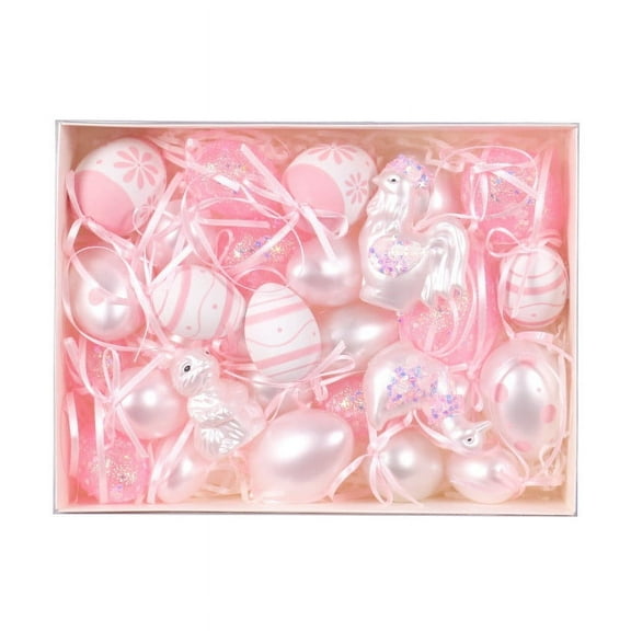 Deeceymbur Easter Hanging Ornaments Painted Rabbit Chick Easter Egg Decorations for Home Party Christmas Tree Bauble Gift Set