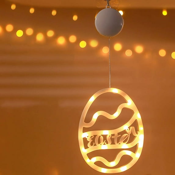 Deeceymbur Easter LED Light Suction Cup Decoration Bunny Egg Design Battery Operated Window Lantern for Party Home Spring Decor
